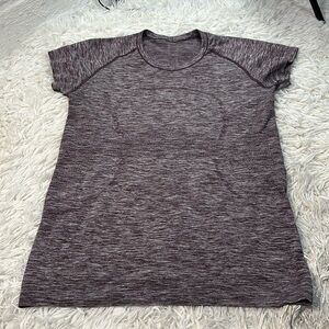 Lululemon Run: Swiftly Tech Short Sleeve Crew Space Dye Heathered Bordeaux Drama